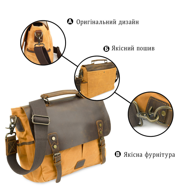 Деловой портфель в сочетании с кожей Vintage Рыжий