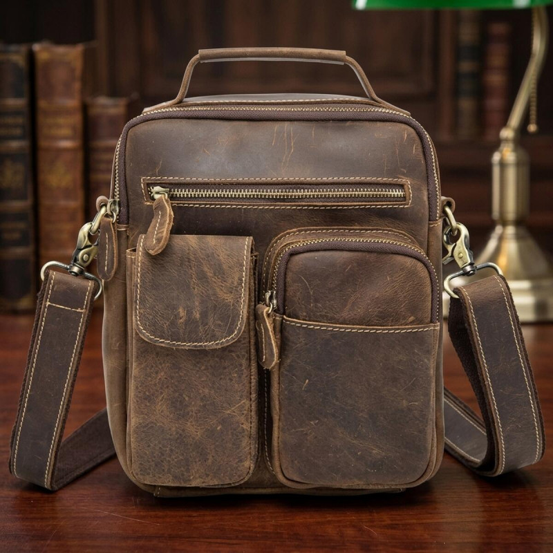 Сумка чоловіча Crazy horse Vintage Коричнева