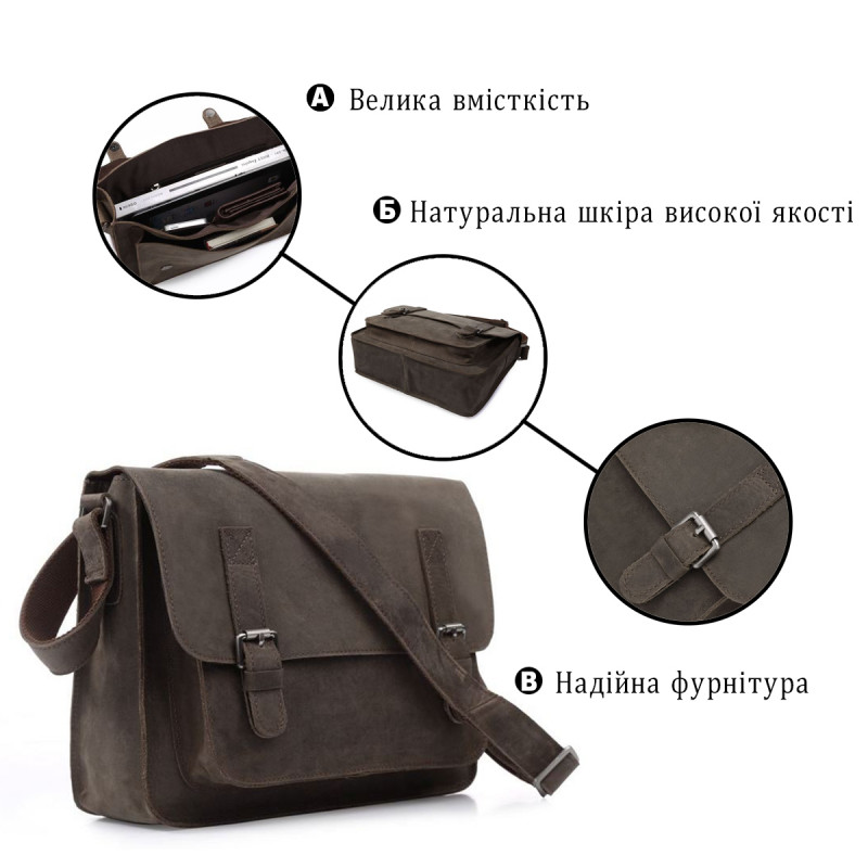 Сумка мужская Vintage Серая