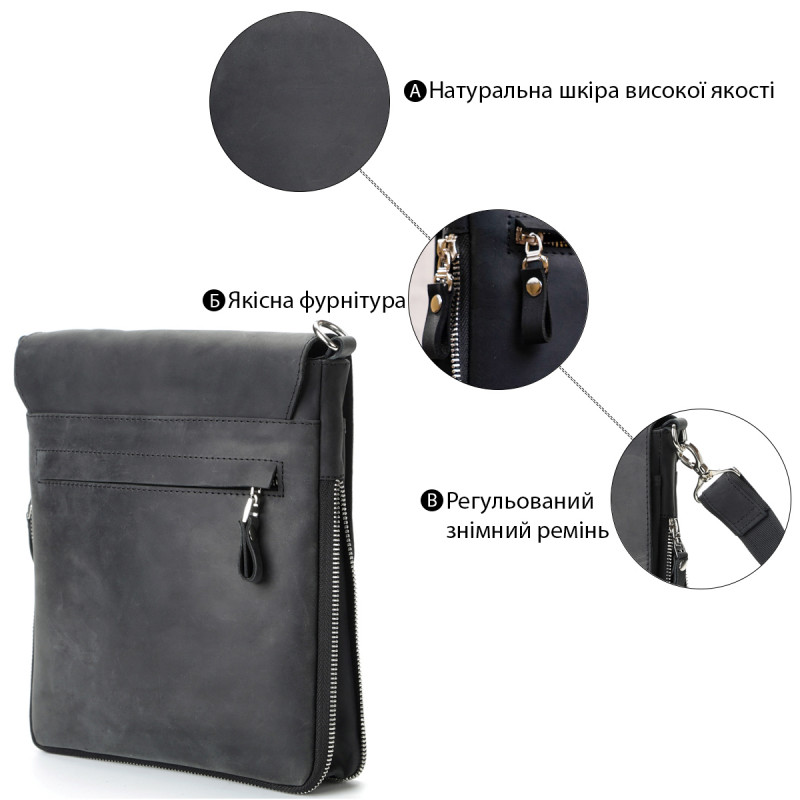 Сумка SHVIGEL из винтажной кожи Черная