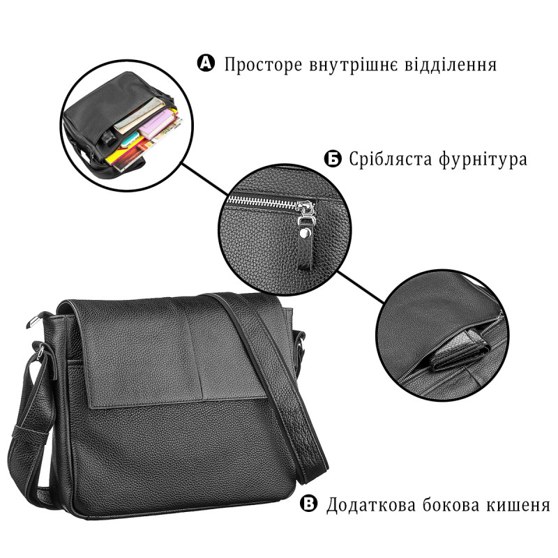Сумка SHVIGEL кожаная Черная
