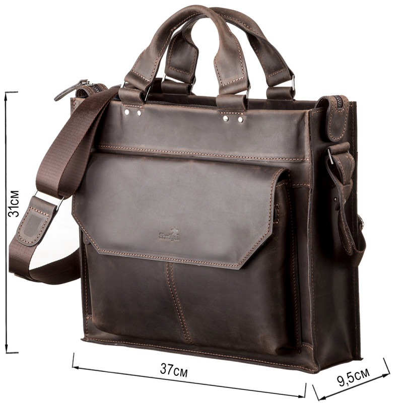 Сумка для ноутбука SHVIGEL кожаная Коричневая