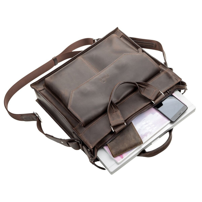 Сумка для ноутбука SHVIGEL кожаная Коричневая