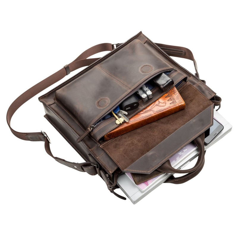 Сумка для ноутбука SHVIGEL кожаная Коричневая