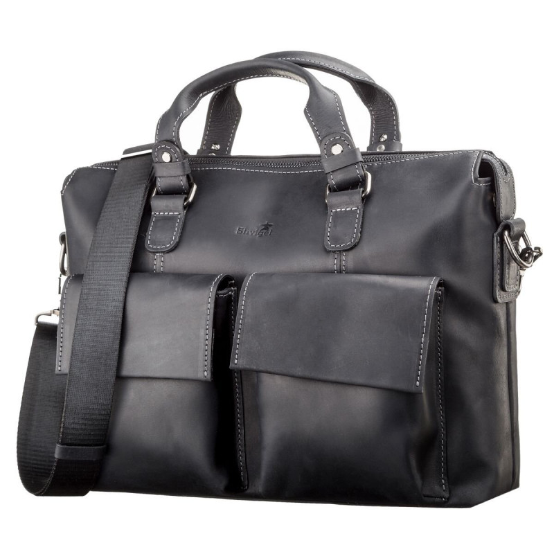 Сумка для ноутбука SHVIGEL кожаная Черная