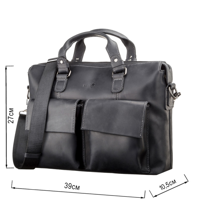 Сумка для ноутбука SHVIGEL кожаная Черная