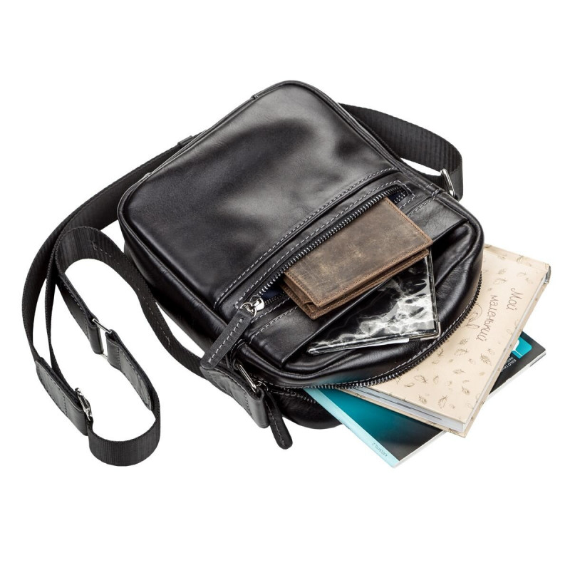 Сумка мужская SHVIGEL кожаная Черная