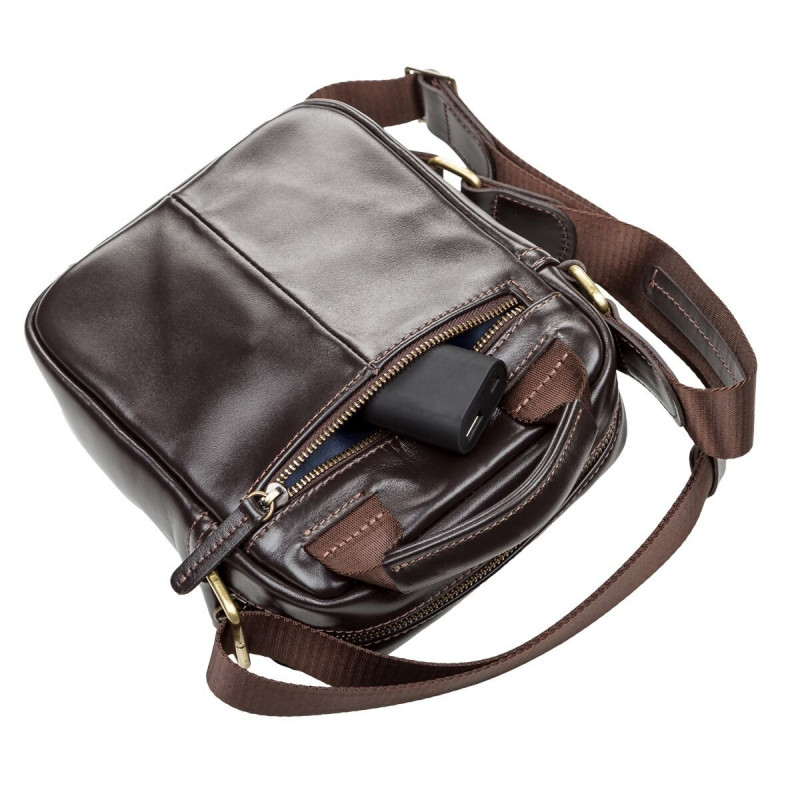 Сумка мужская SHVIGEL кожаная Коричневая