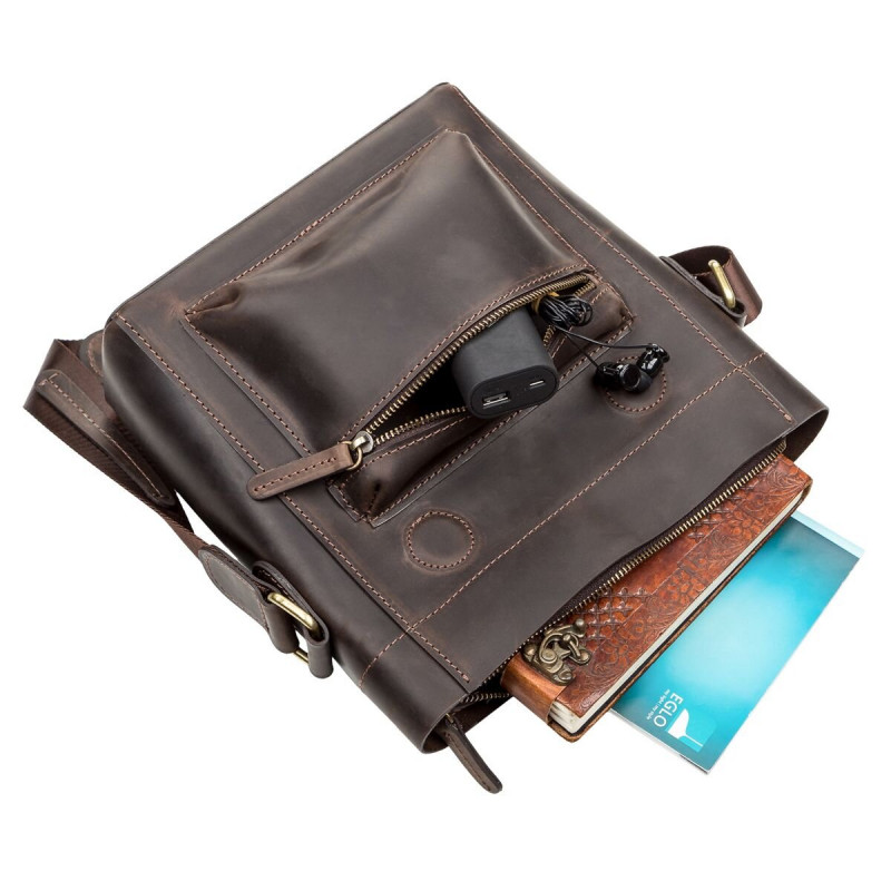 Сумка мужская SHVIGEL кожаная Коричневая