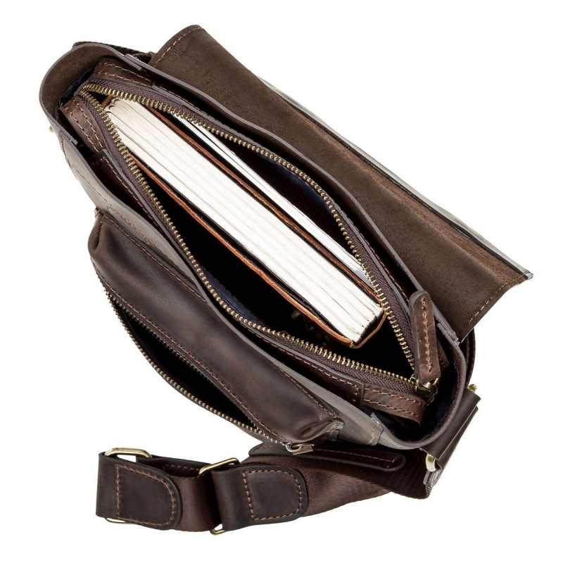 Сумка мужская SHVIGEL кожаная Коричневая