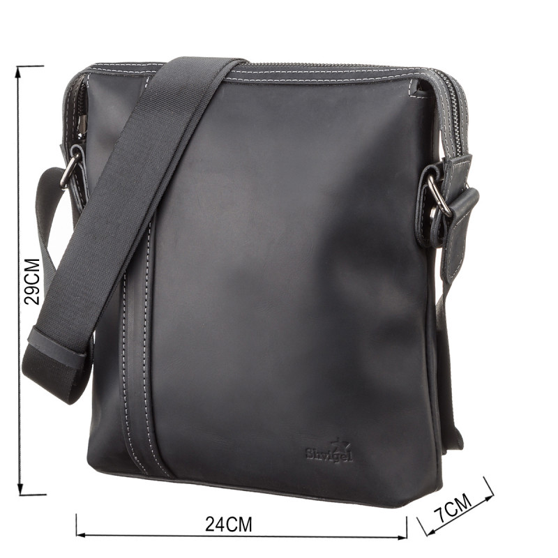 Сумка мужская SHVIGEL кожаная Черная