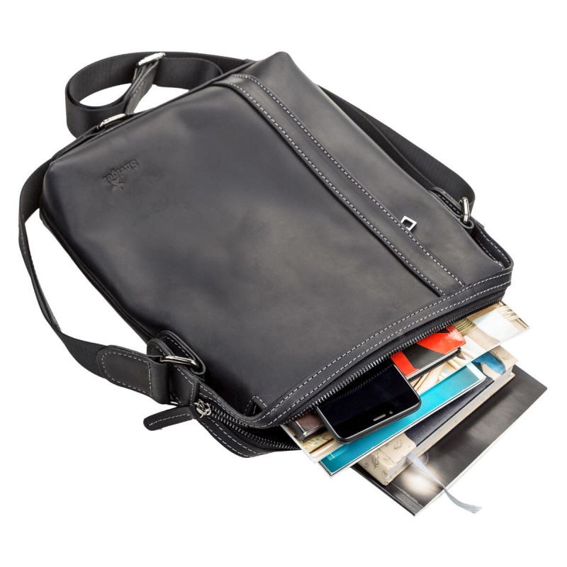 Сумка мужская SHVIGEL кожаная Черная