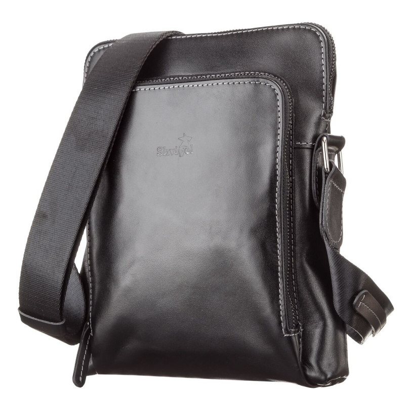 Сумка мужская SHVIGEL кожаная Черная
