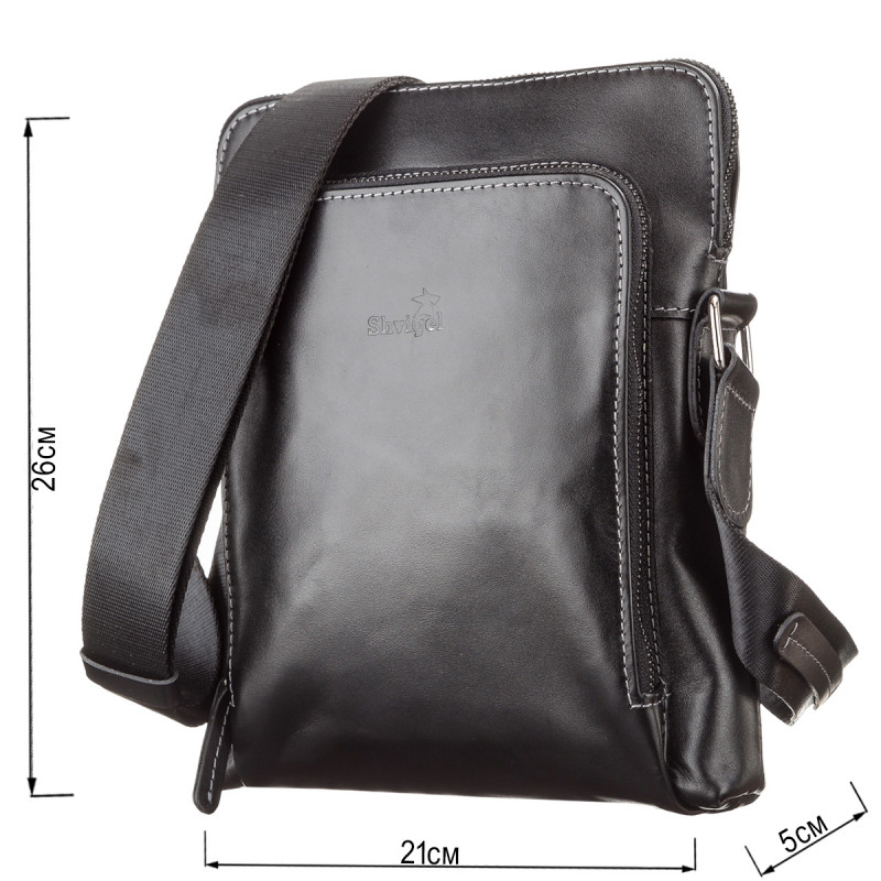 Сумка мужская SHVIGEL кожаная Черная