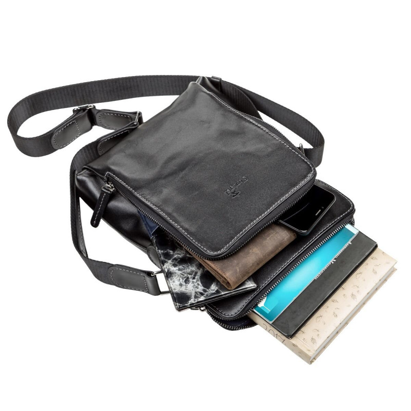 Сумка мужская SHVIGEL кожаная Черная