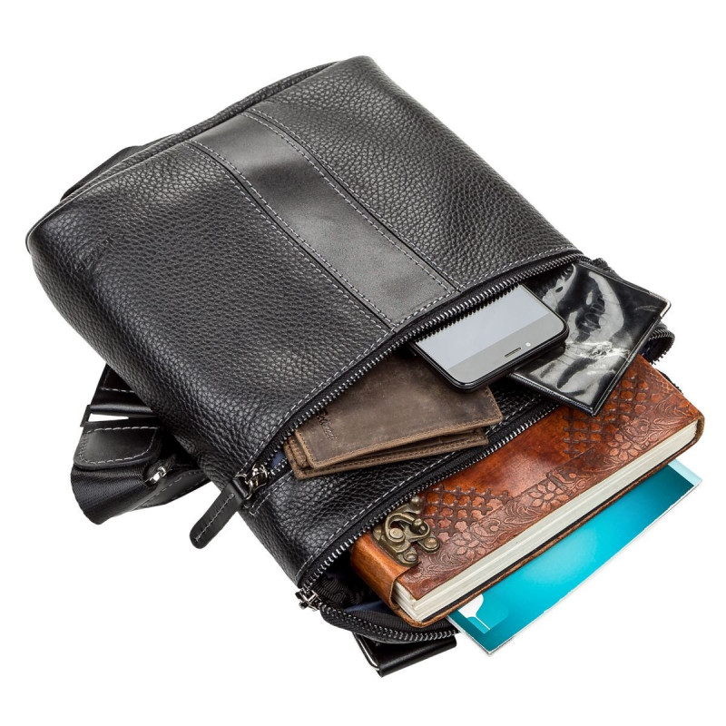 Сумка мужская SHVIGEL кожаная Черная