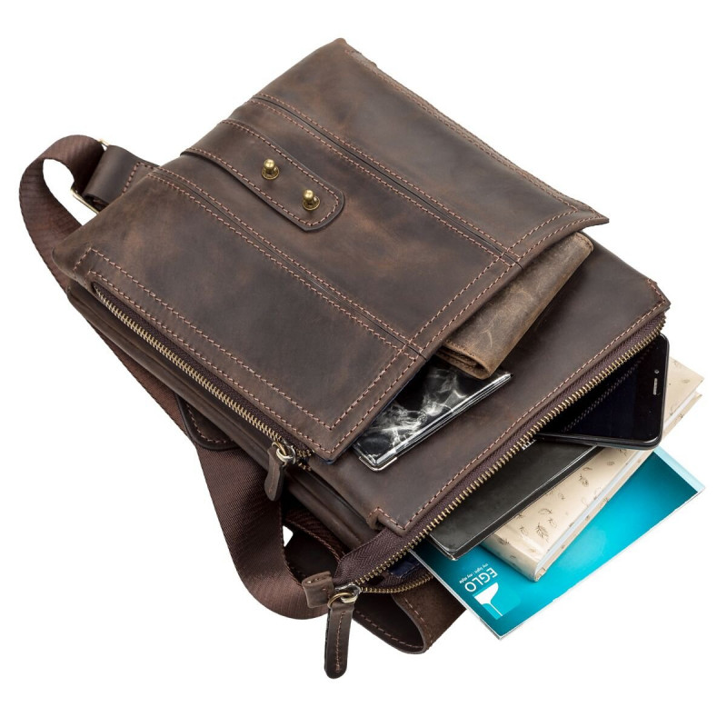 Сумка мужская SHVIGEL кожаная Коричневая