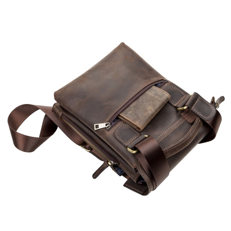 Сумка мужская SHVIGEL кожаная Коричневая