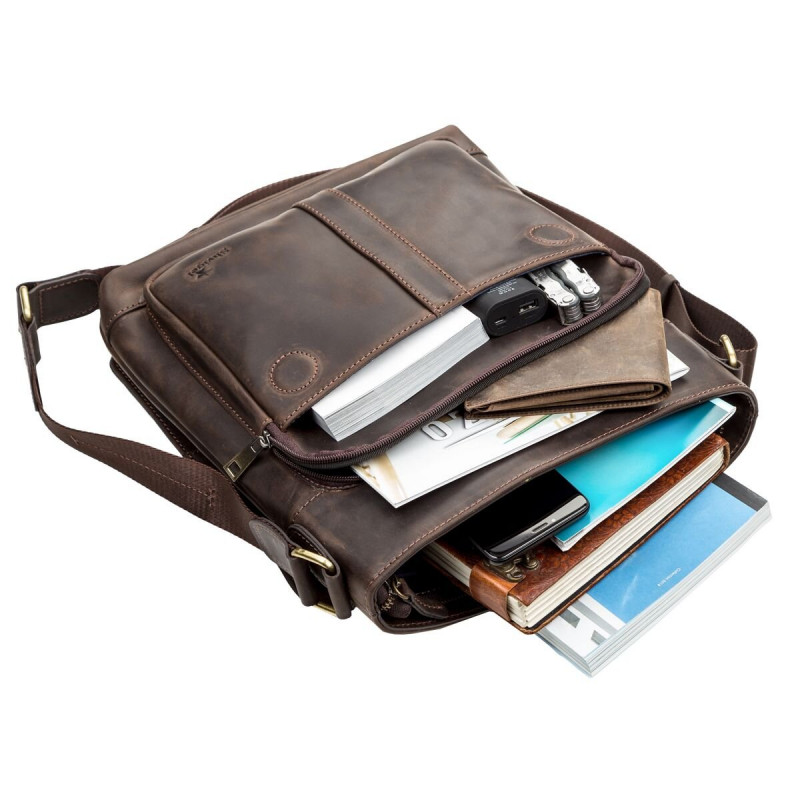 Сумка мужская SHVIGEL кожаная Коричневая