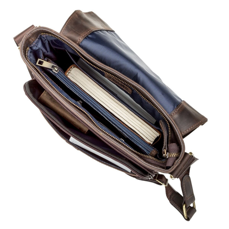 Сумка мужская SHVIGEL кожаная Коричневая