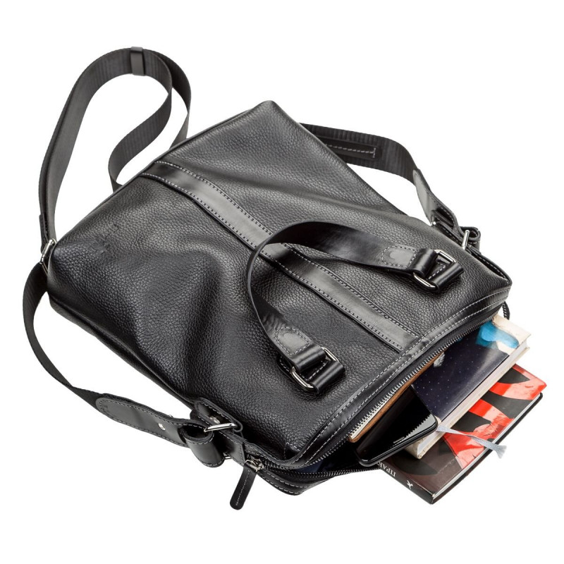 Сумка мужская SHVIGEL кожаная Черная