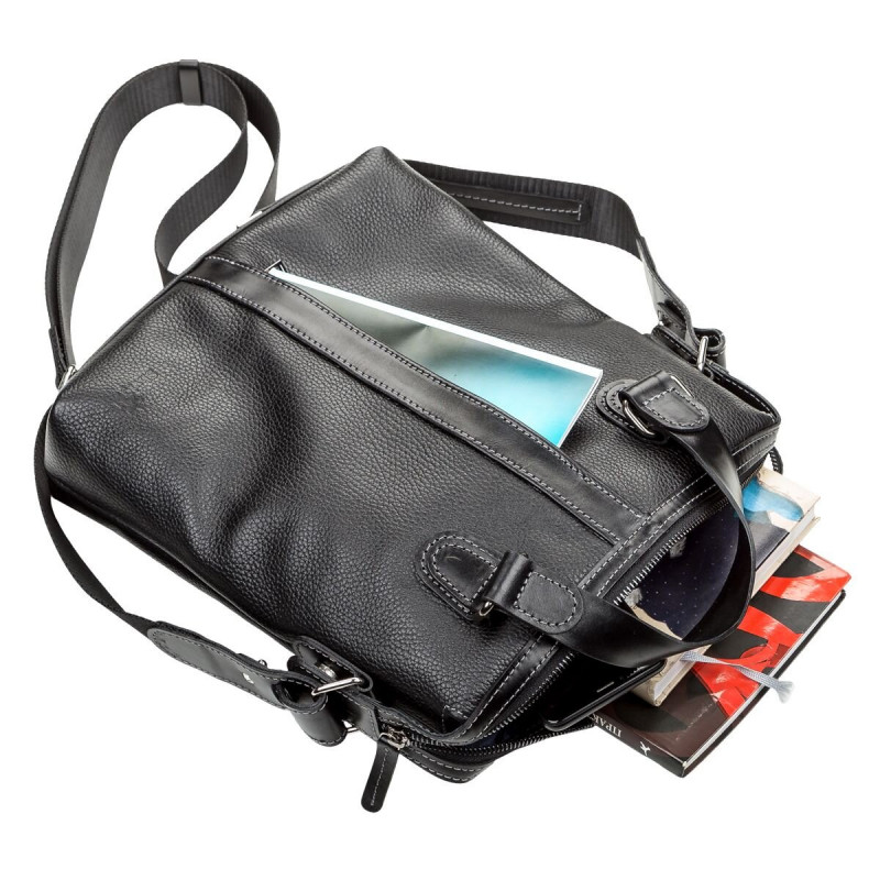 Сумка мужская SHVIGEL кожаная Черная