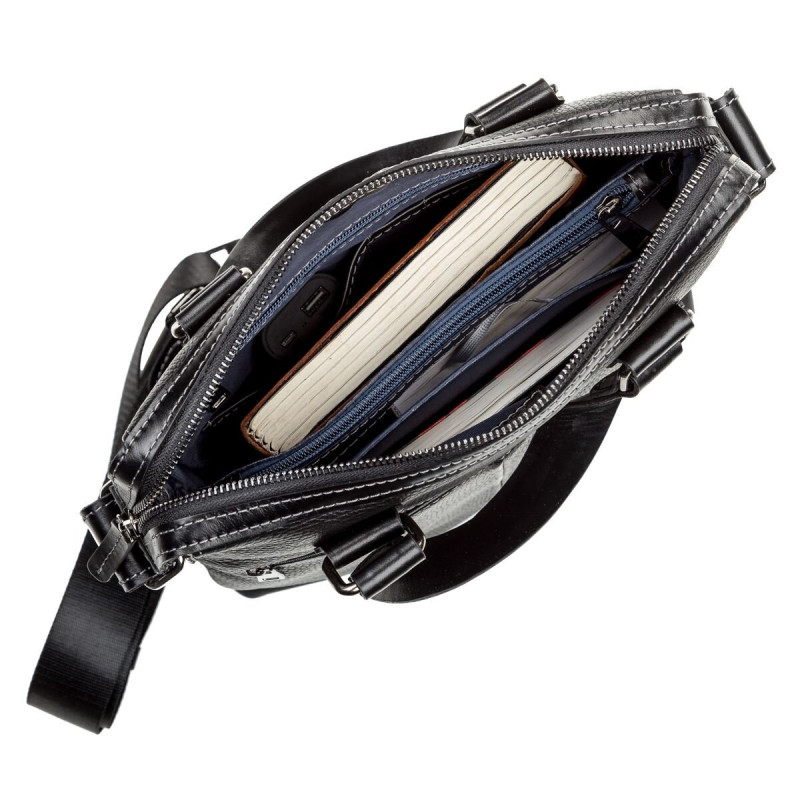 Сумка мужская SHVIGEL кожаная Черная