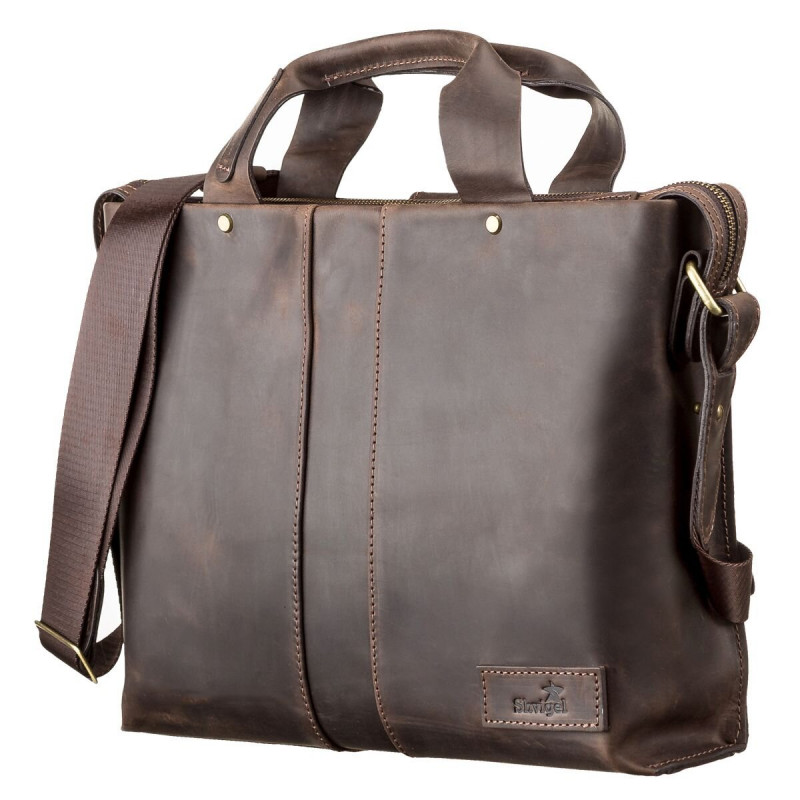 Сумка мужская SHVIGEL кожаная Коричневая