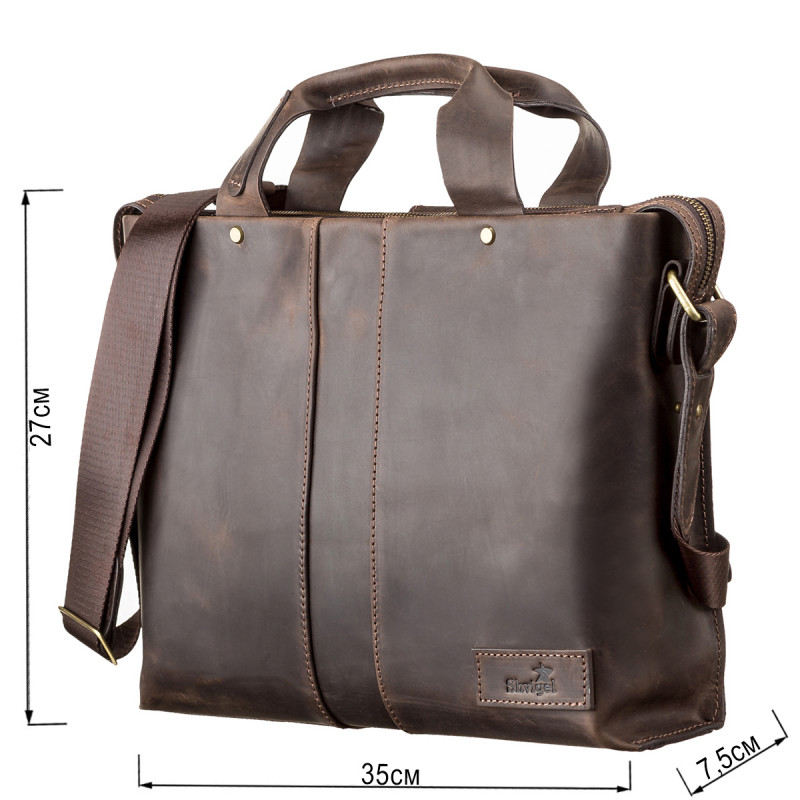 Сумка мужская SHVIGEL кожаная Коричневая