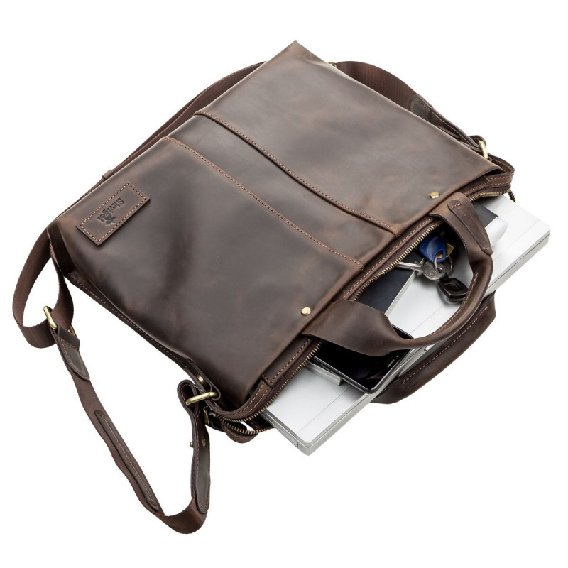 Сумка мужская SHVIGEL кожаная Коричневая