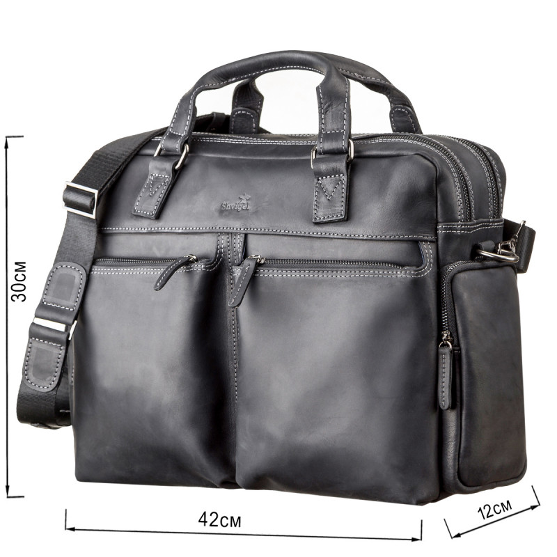 Сумка мужская SHVIGEL кожаная Черная