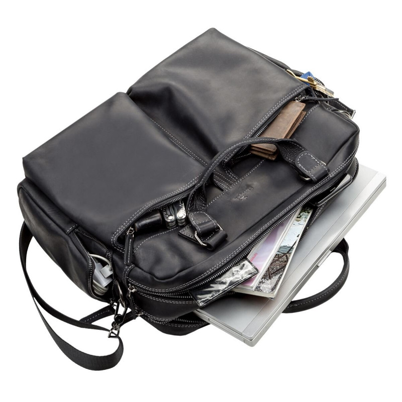 Сумка мужская SHVIGEL кожаная Черная