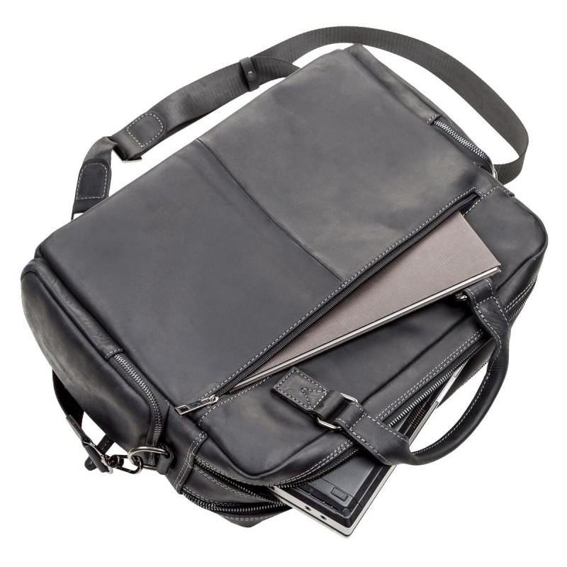 Сумка мужская SHVIGEL кожаная Черная