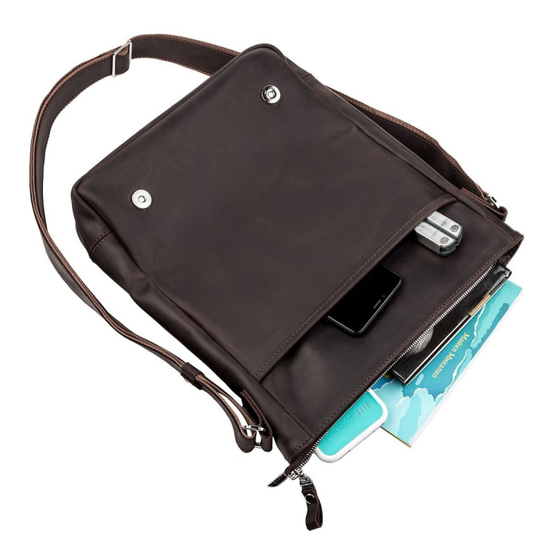 Сумка мужская SHVIGEL из винтажной кожи Коричневая