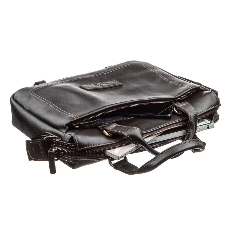 Сумка мужская SHVIGEL кожаная Коричневая