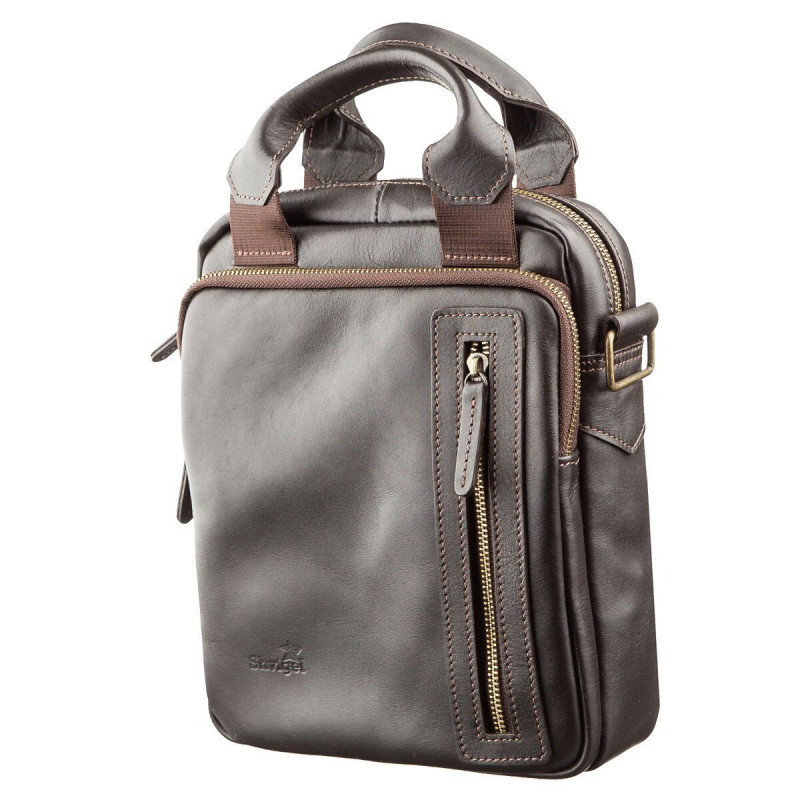 Сумка мужская SHVIGEL в гладкой коже Коричневая