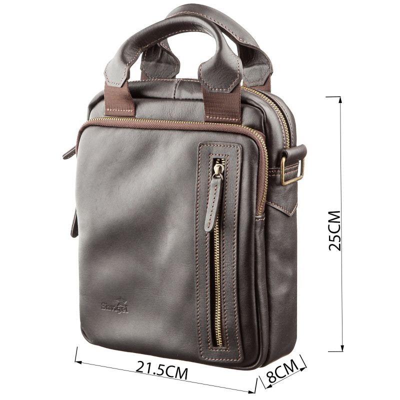 Сумка мужская SHVIGEL в гладкой коже Коричневая