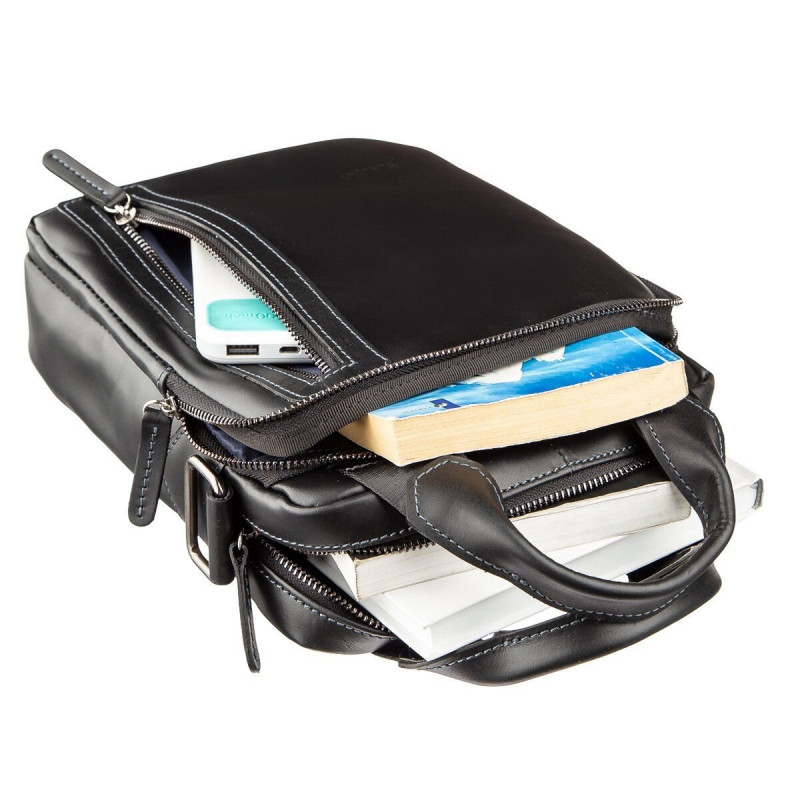 Сумка мужская SHVIGEL в гладкой коже Черная