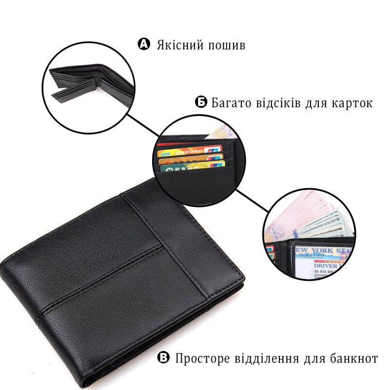 Гаманець чоловічий Vintage Чорний