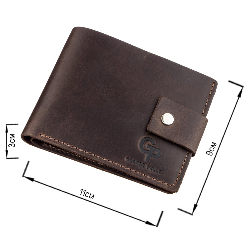 Надійне чоловіче портмоне в вінтажному стилі GRANDE PELLE Коричнева