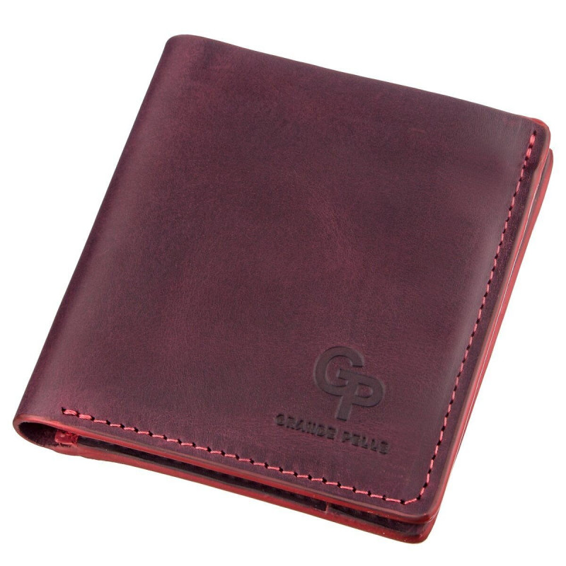 Оригінальне портмоне жіноче з накладною монетницьою GRANDE PELLE Бордове
