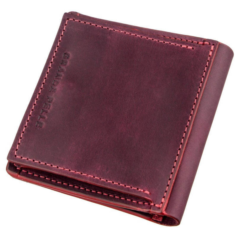 Оригінальне портмоне жіноче з накладною монетницьою GRANDE PELLE Бордове