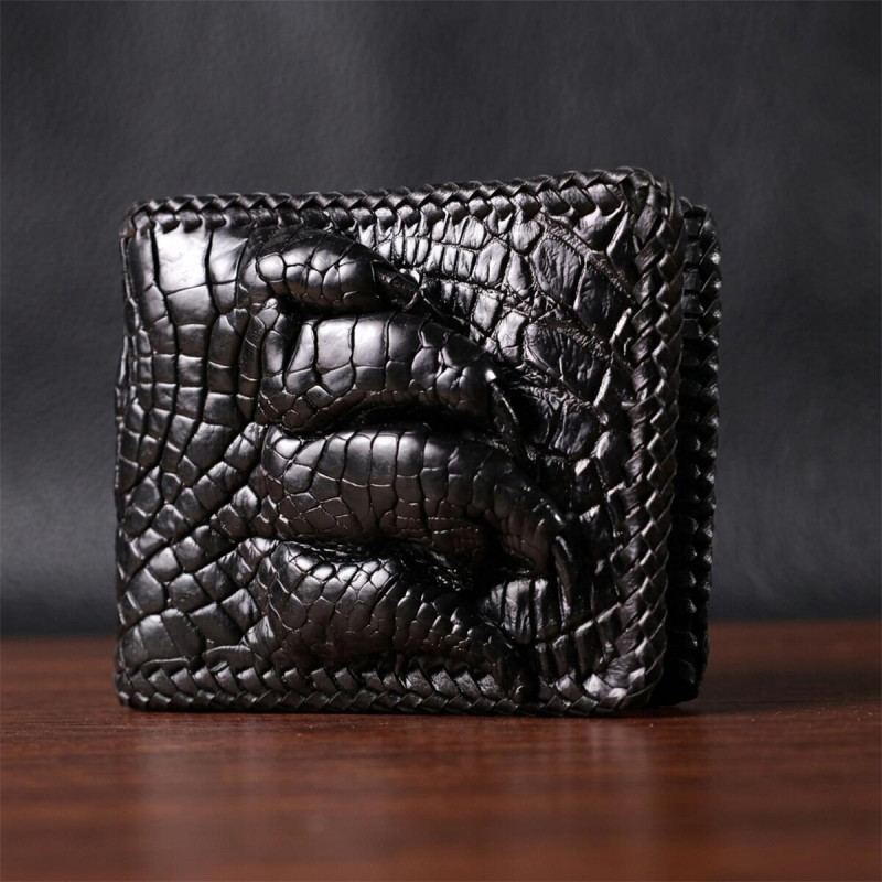 Портмоне CROCODILE LEATHER з натуральної шкіри крокодила Чорне