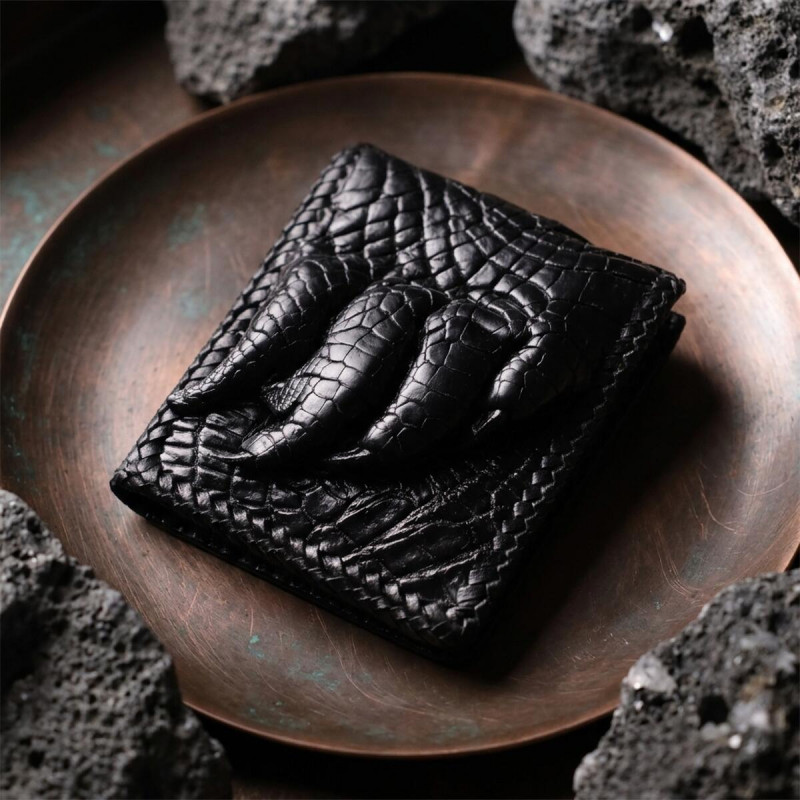 Портмоне CROCODILE LEATHER з натуральної шкіри крокодила Чорне