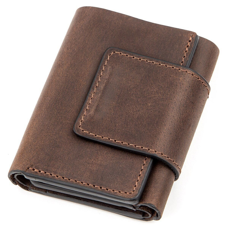 Суворе портмоне унісекс в вінтажному стилі GRANDE PELLE Коричнева