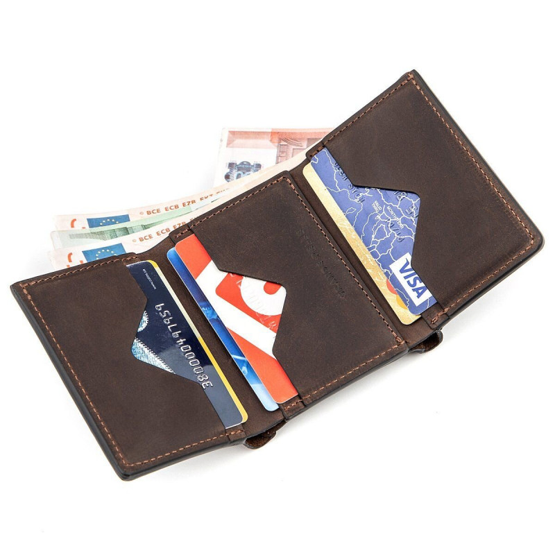 Суворе портмоне унісекс в вінтажному стилі GRANDE PELLE Коричнева