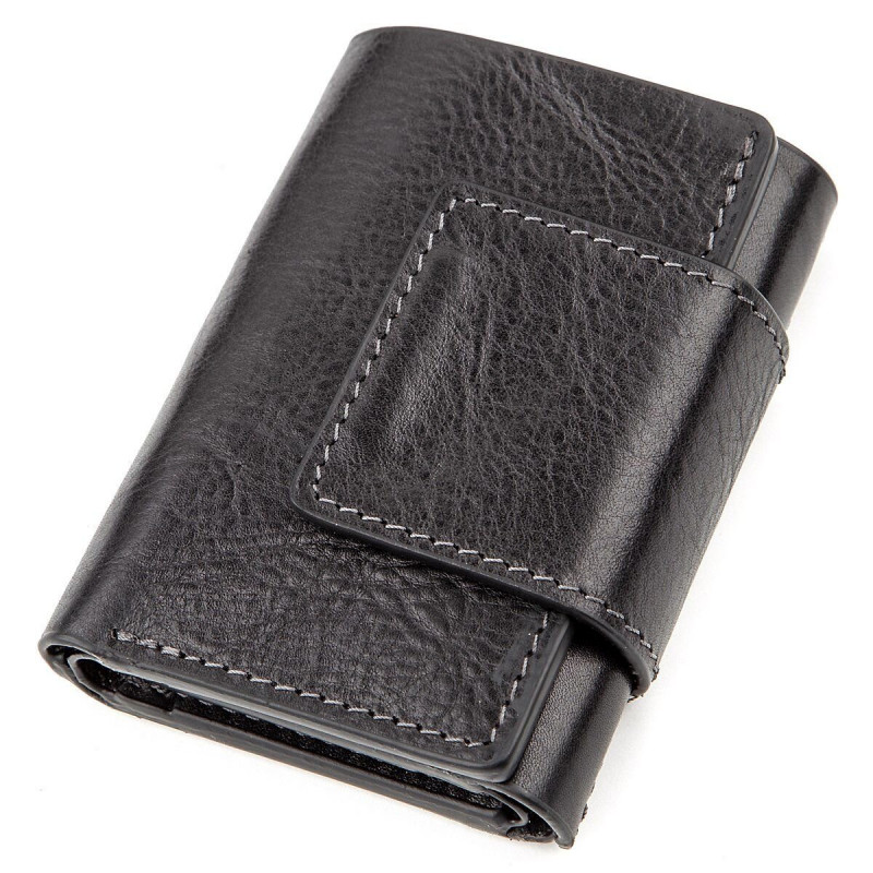 Суворе портмоне унісекс з гладкої шкіри GRANDE PELLE Чорне