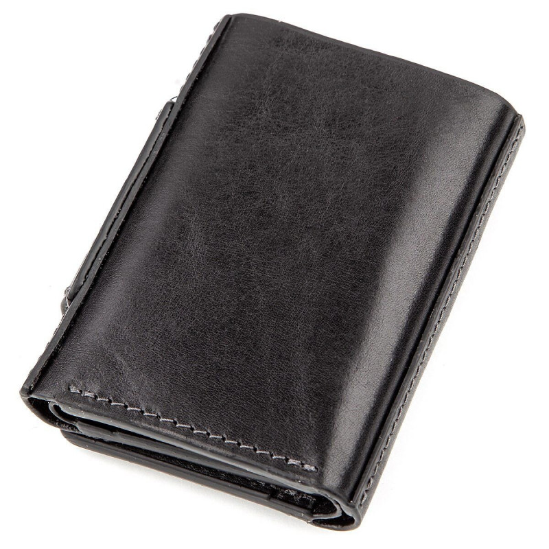 Суворе портмоне унісекс з гладкої шкіри GRANDE PELLE Чорне