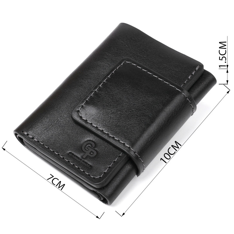 Суворе портмоне унісекс з гладкої шкіри GRANDE PELLE Чорне