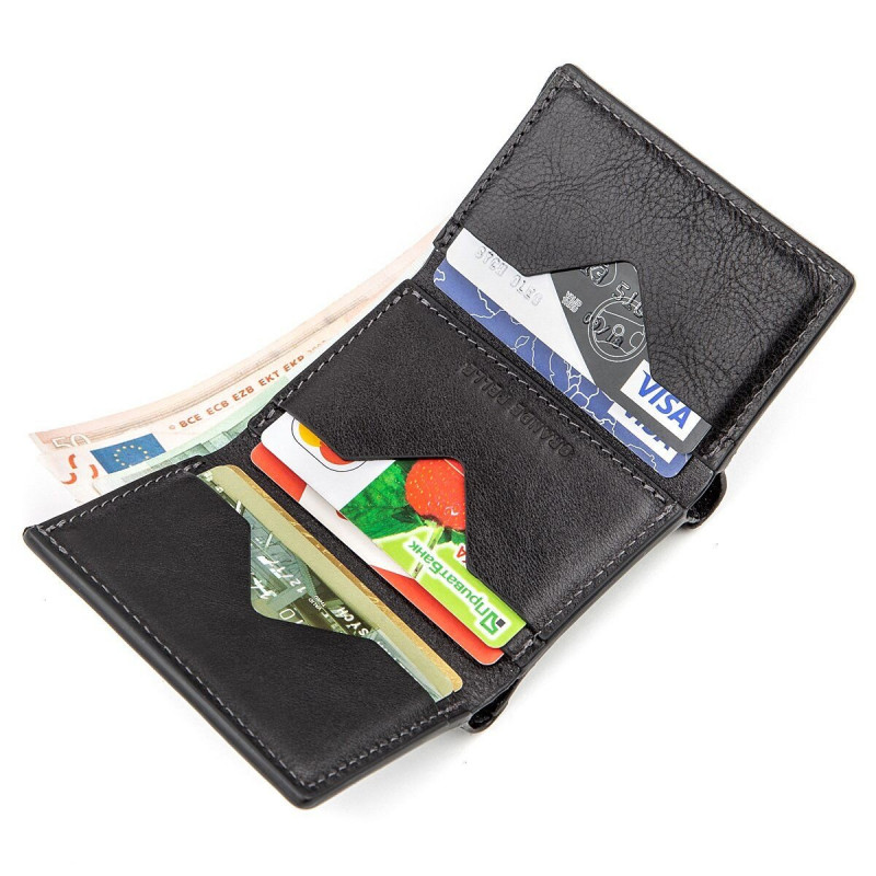 Суворе портмоне унісекс з гладкої шкіри GRANDE PELLE Чорне